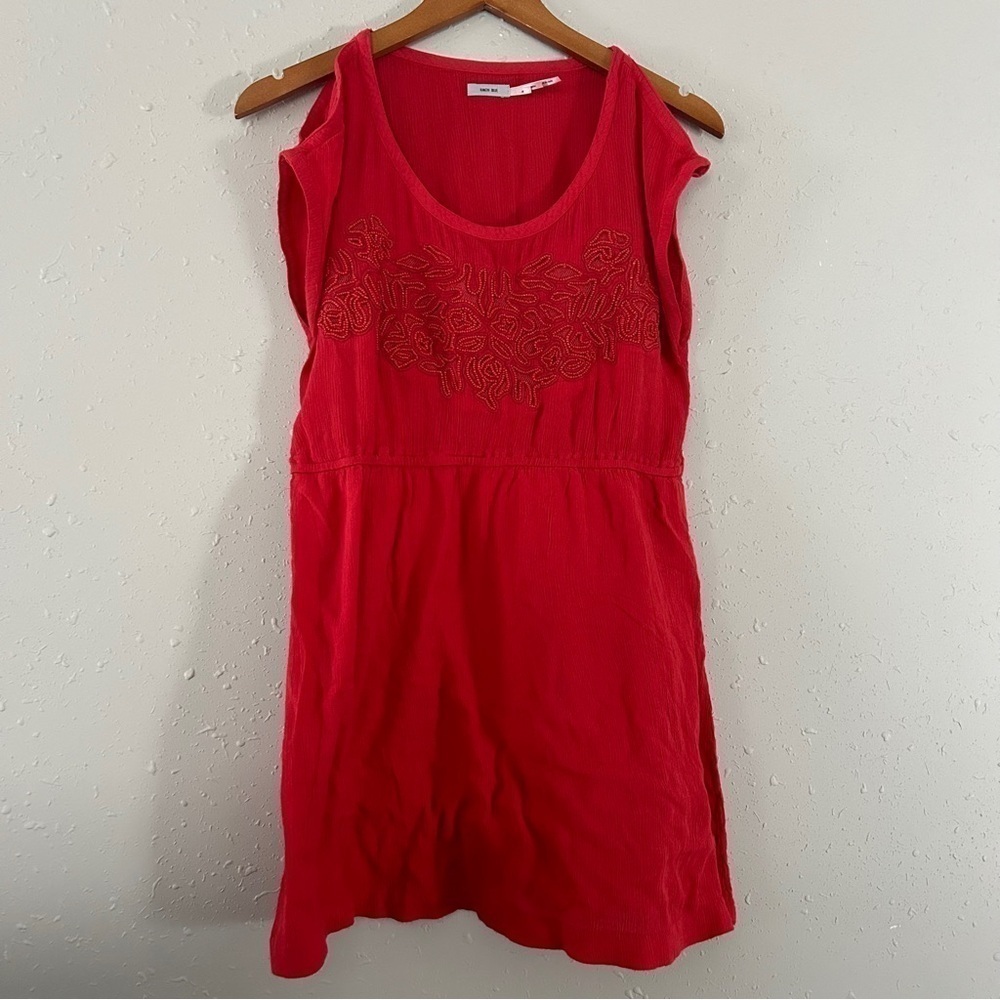 🦋 Kimchi Blue Urban Outfitters Pink Coral Beaded Cold Shoulder Mini Dress Tunic